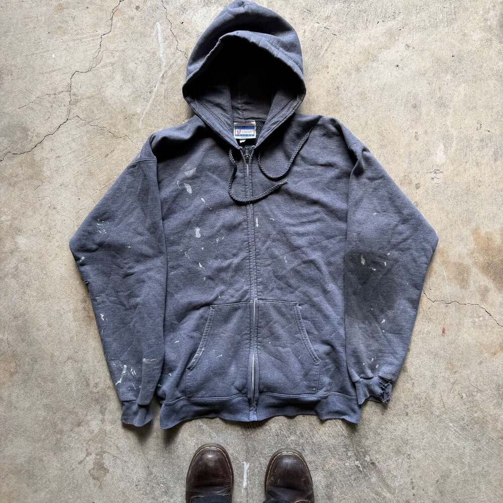 1990s vintage faded distressed blank zip up hoodie
